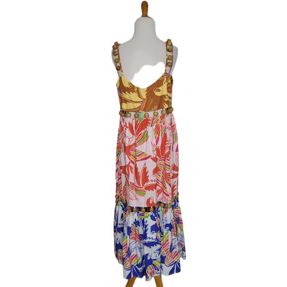 NEW Farm Rio Mixed Color Birds Balls Dress Maxi Printed Tropical Women Small - Picture 4 of 16